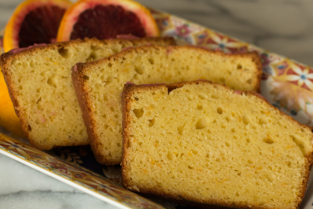 Bay Leaf Pound Cake with Blood Orange Glaze